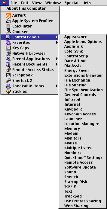 Click on the Apple and select Control Panels, then Remote Access