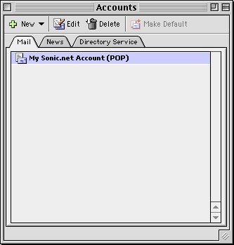 Outlook Express mail accounts window