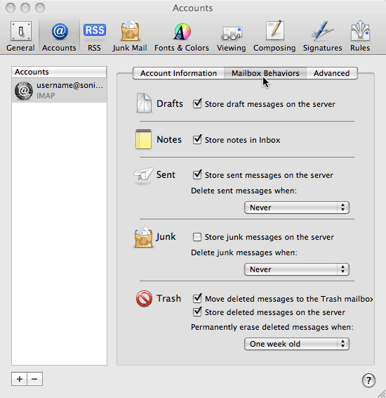 Special Mailboxes settings