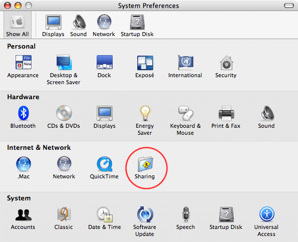 System Preferences > Sharing