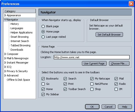 Navigator Preferences
